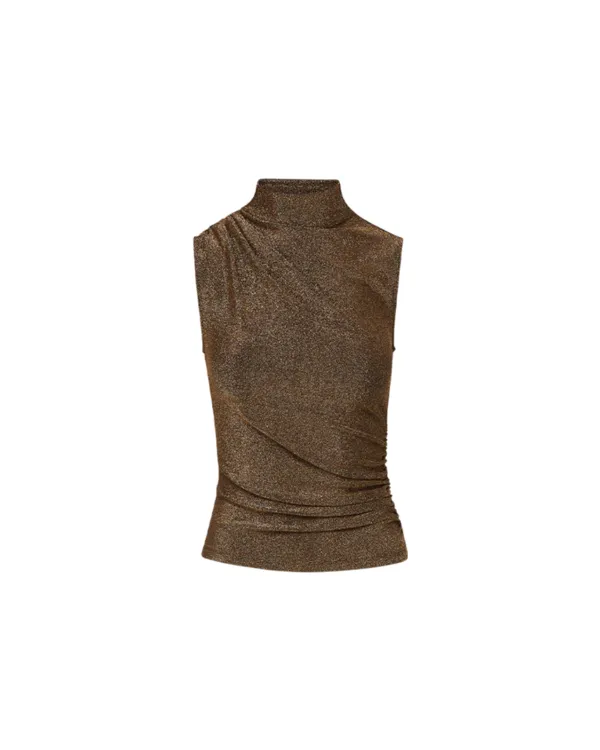 Mylie Sleeveless Top - Antique Gold Lurex