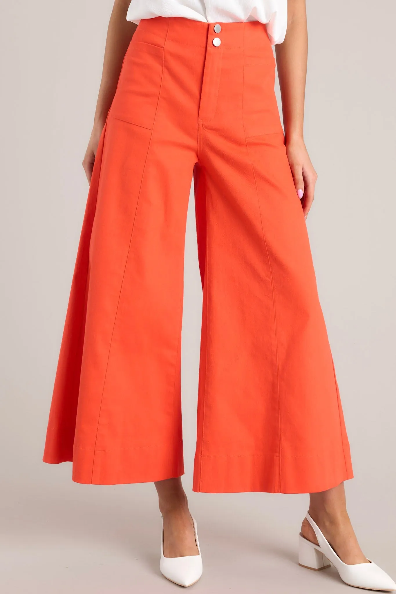 Navigating Life Red Orange Wide Leg Cropped Pants