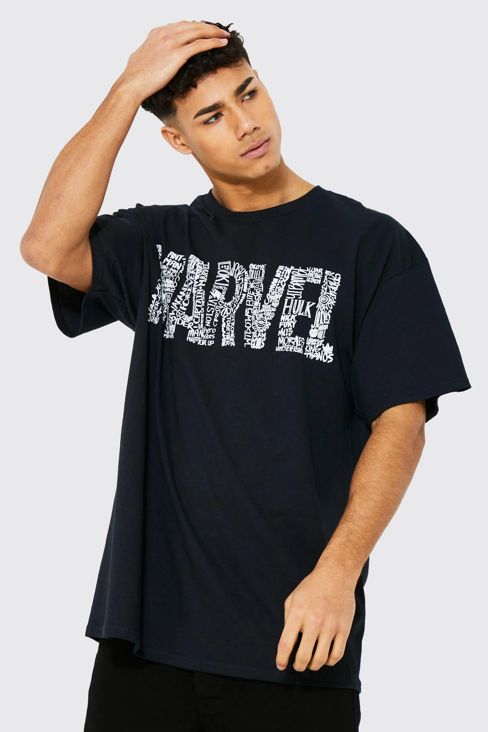 Oversized Marvel Logo T-shirt | boohooMAN UK