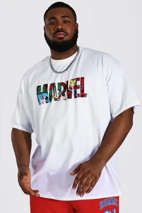 Plus Size Infill Marvel License T-shirt | boohooMAN UK