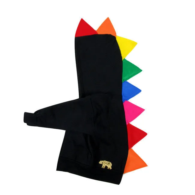 Rainbow Dinosaur Hoodie - Black