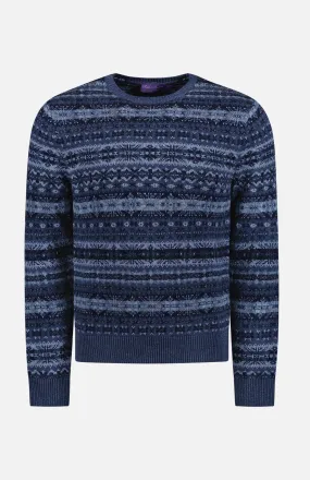    RALPH LAUREN PURPLE LABEL   Tonal Fairisle Long Sleeve Pullover