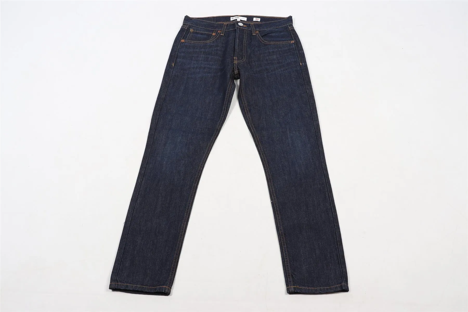 RE/DONE BLUE HIGH RISE STRAIGHT LEG JEANS W27 UK 8-10