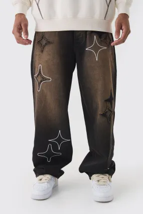 Relaxed Rigid Star Applique Denim Jeans