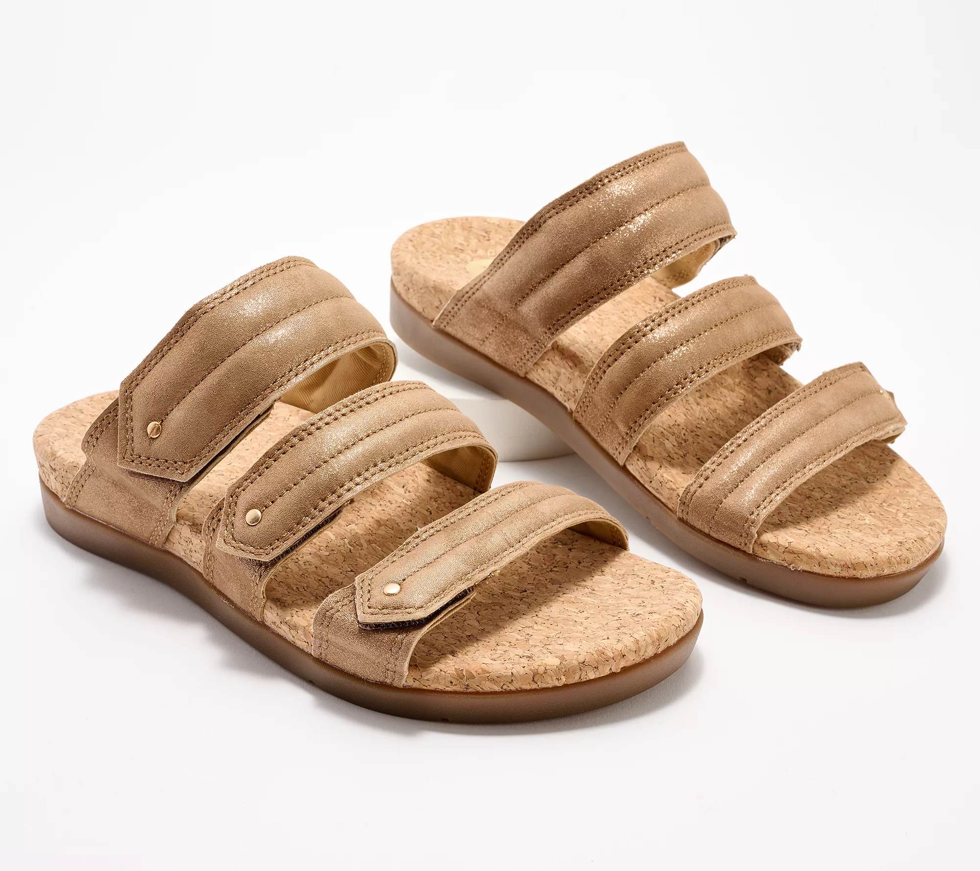 Revitalign Orthotic Shimmer Suede Slide Sandals - Oasis