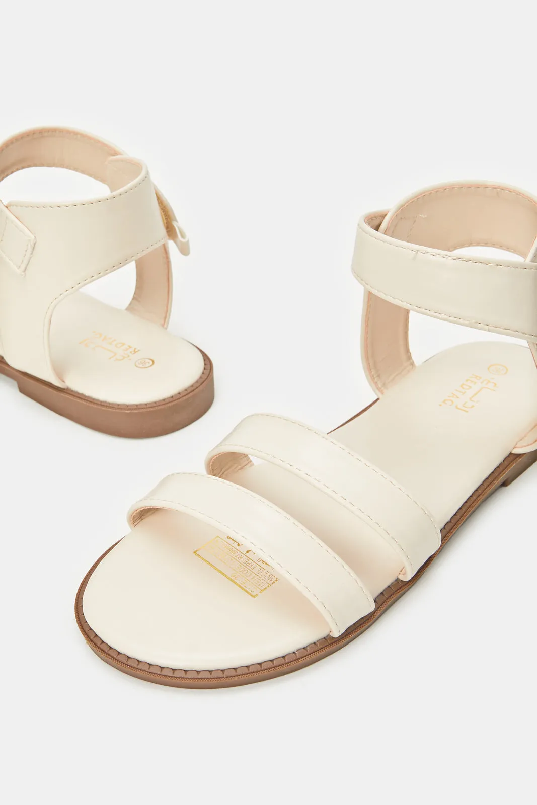 Senior Girls Beige Strap Sandals