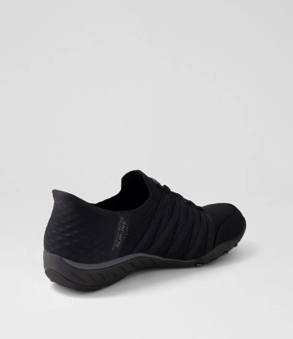 SKECHERS Breathe Black Textile Sneakers