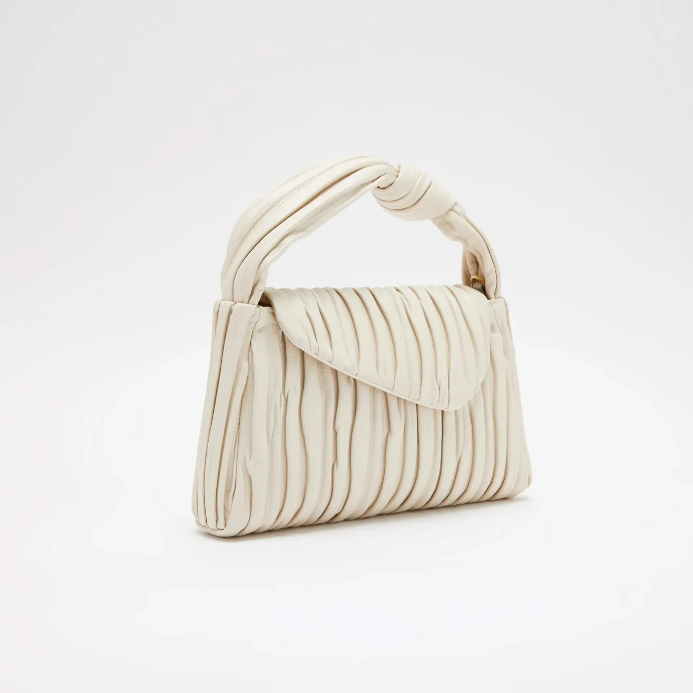 Softissima Small Pleated Leather Bag - Milk