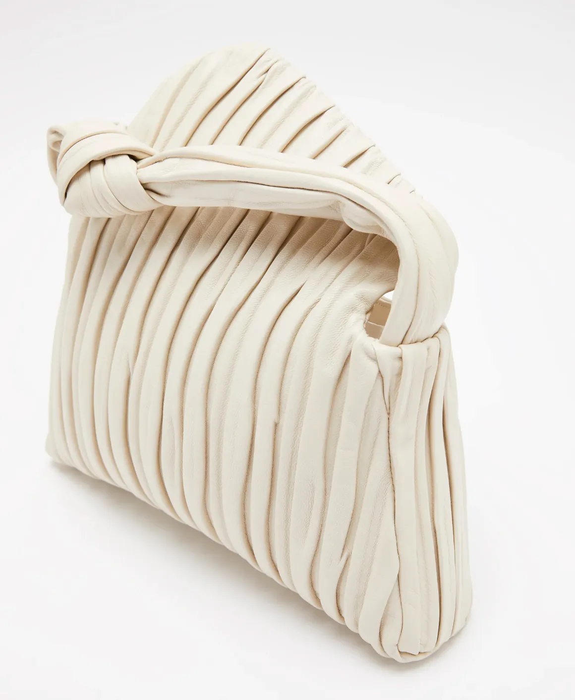 Softissima Small Pleated Leather Bag - Milk