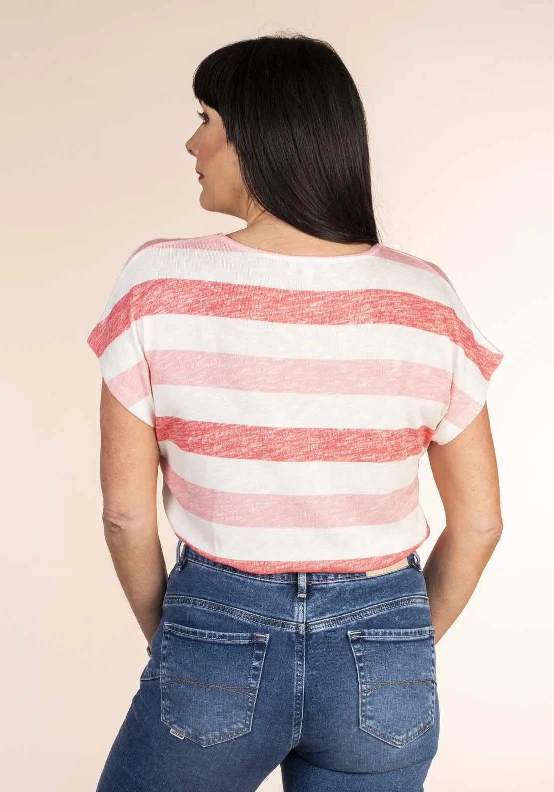 Stripe Cap Sleeve Top