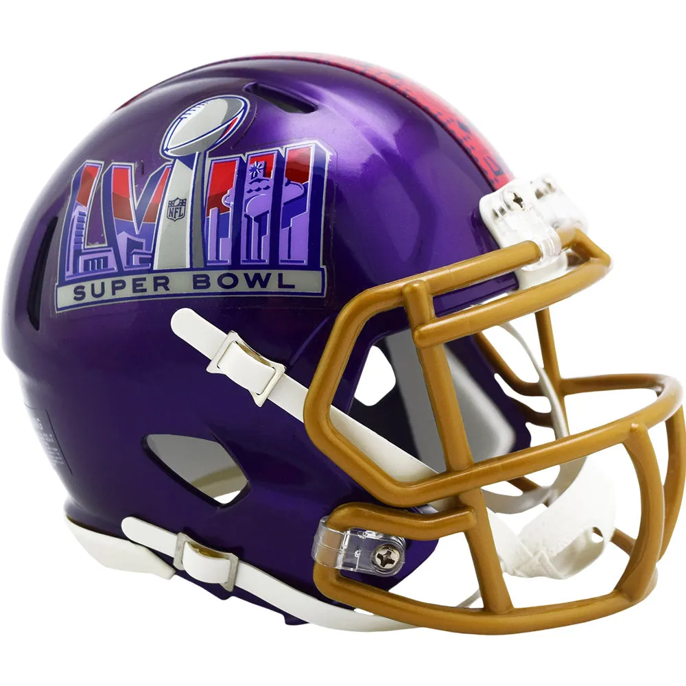 Super Bowl 58 Purple Riddell Mini Speed Football Helmet