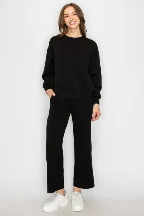 Sweatshirt and Straight Leg Pants Set