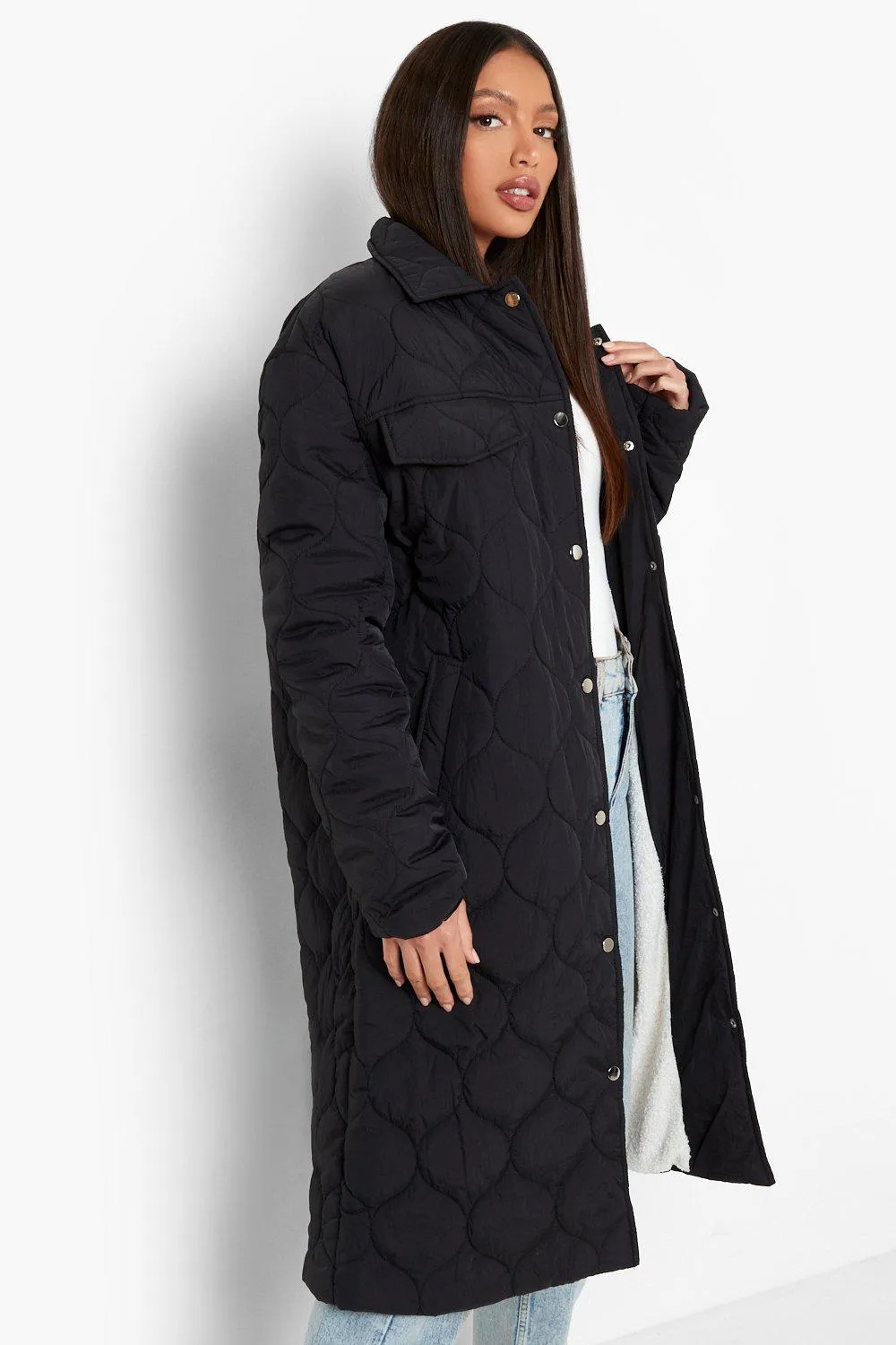 Tall Diamond Quilted Longline Padded Jacket