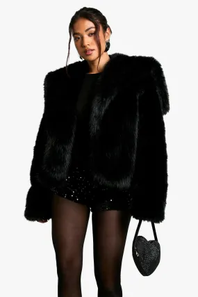 Tall Oversized Collar Faux Fur Jacket