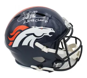 Terrell Davis Signed Denver Broncos Speed Full Size NFL Helmet with “2x SB Champ” Inscription