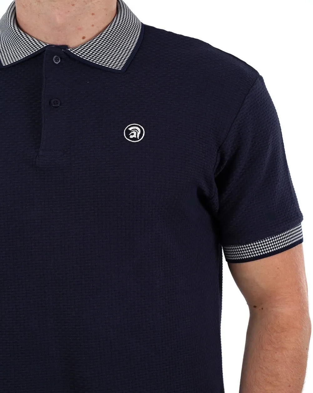 Trojan Contrast Texture Polo Navy