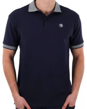 Trojan Contrast Texture Polo Navy