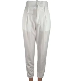 Venti6 White High Waist Paperbag Pleated Tapered Leg Crop Ankle Pants Size S