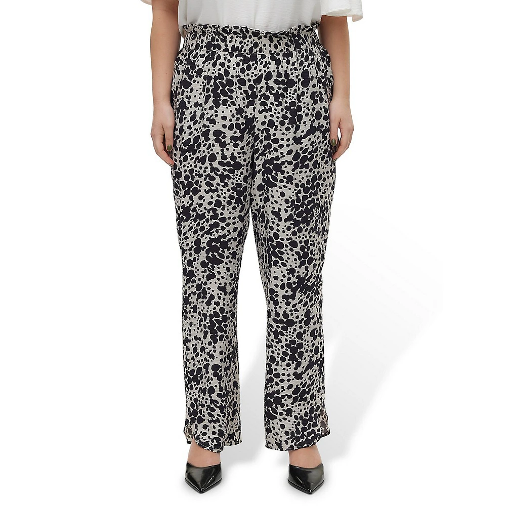 VERO MODA Plus Josie Dora High-Rise Straight-Leg Print Pants