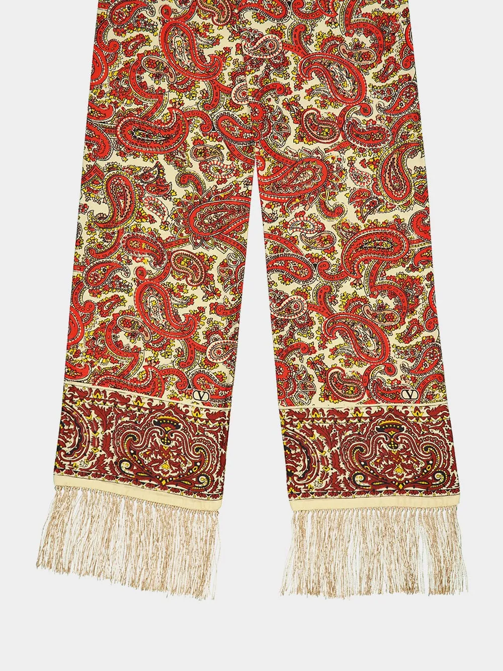 Voyage Imaginaire Silk Bandeau Scarf with Fringe