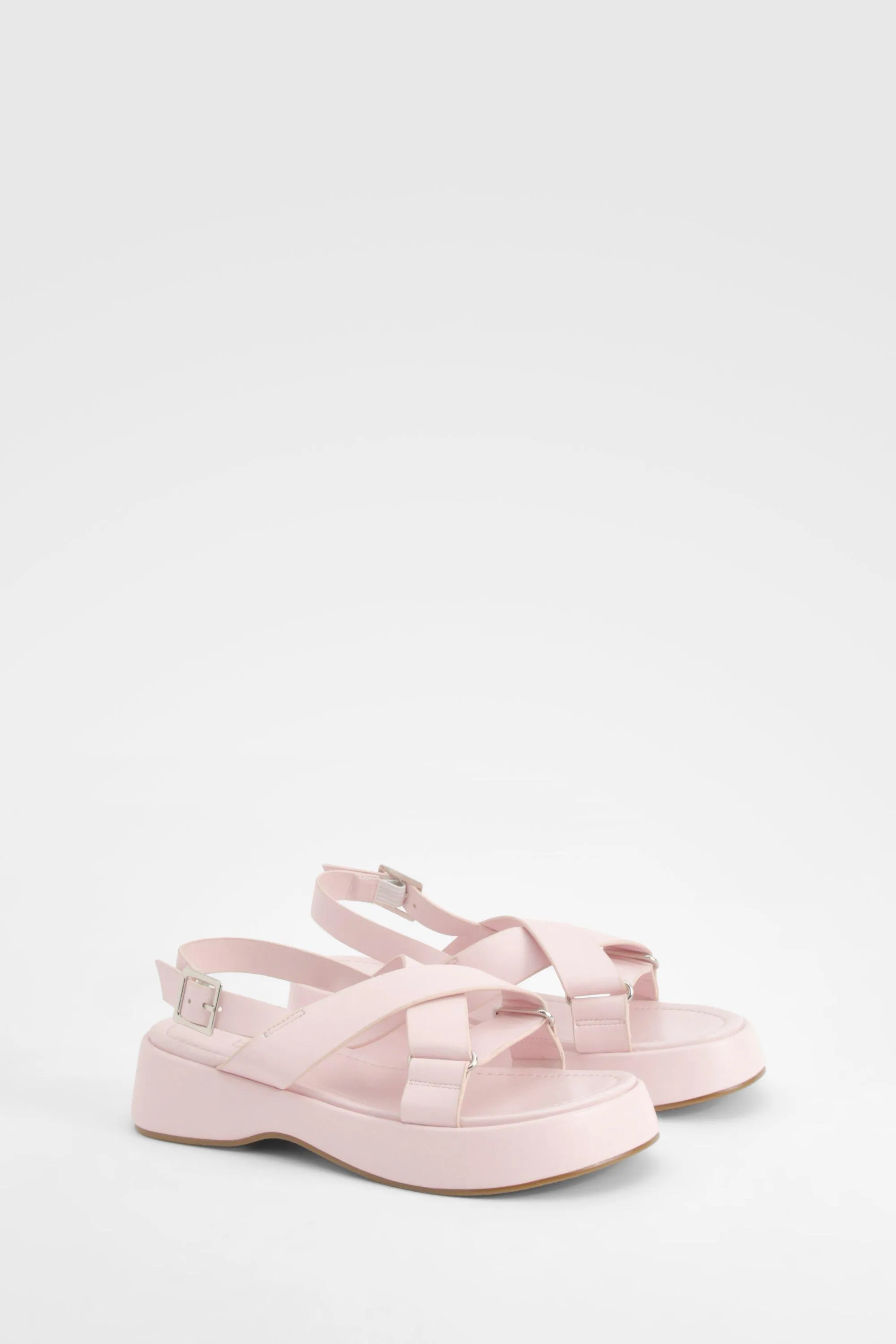 Wide Width Cross Strap Platform Sandals