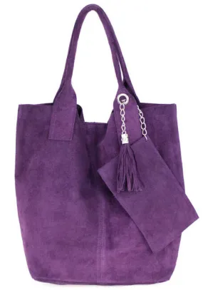 Woman leather bag purple skin arianna