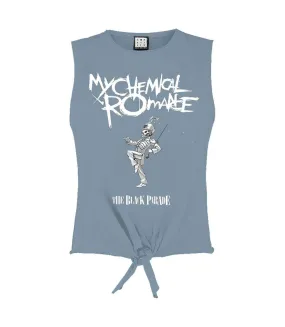 Womens/ladies my chemical romance sleeveless crop top strange blue Amplified